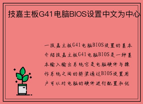 技嘉主板G41电脑BIOS设置中文为中心